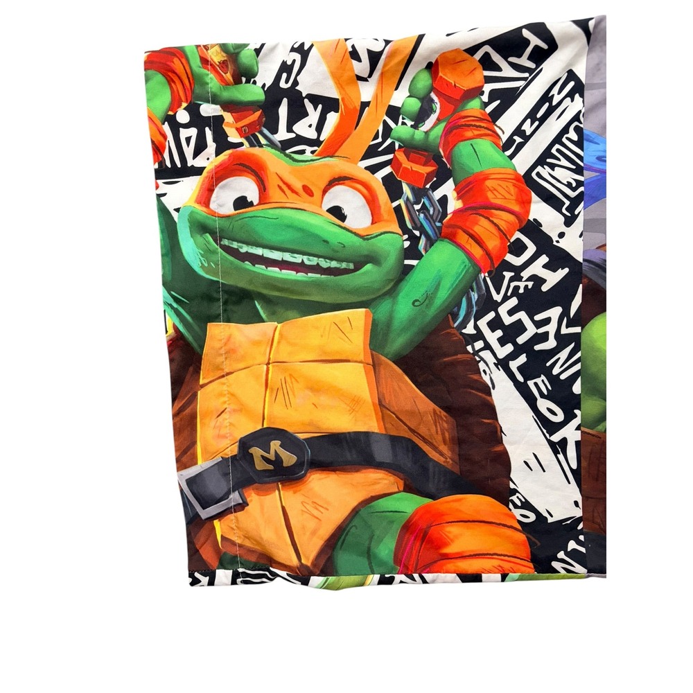 Nickelodeon TMNT Mutant Mayhem Pillowcase Kids Standard Green Graphic Print - Picture 3 of 9